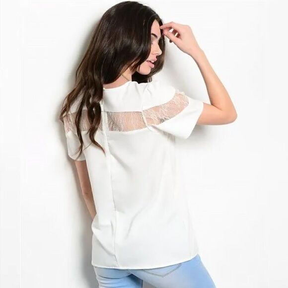 *Clearance* Poema White Lace Top - Picture 3 of 3